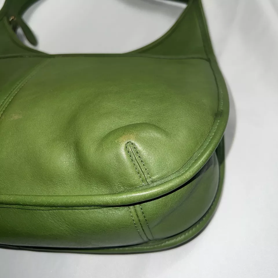 Rare Old Coach Ergo One Shoulder Bag Leaf Green POCKET ZIP 9033 Leather Vintage
