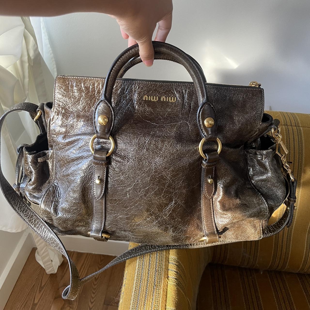 PreOwned Vintage Dark Brown Leather Miu Miu Vitello Lux Bag