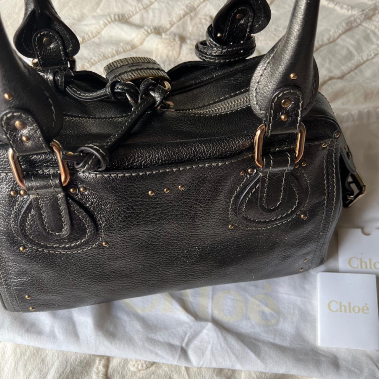 Authentic Rare Metallic Silver Chloé Paddington Bag – Gold Hardware + Crystal Lock