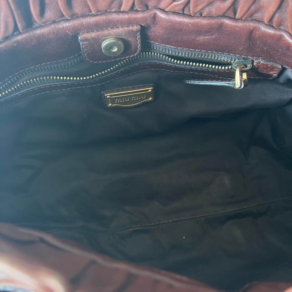 Authentic Miu Miu Vitello Bag – Dark Brown with Gold Hardware