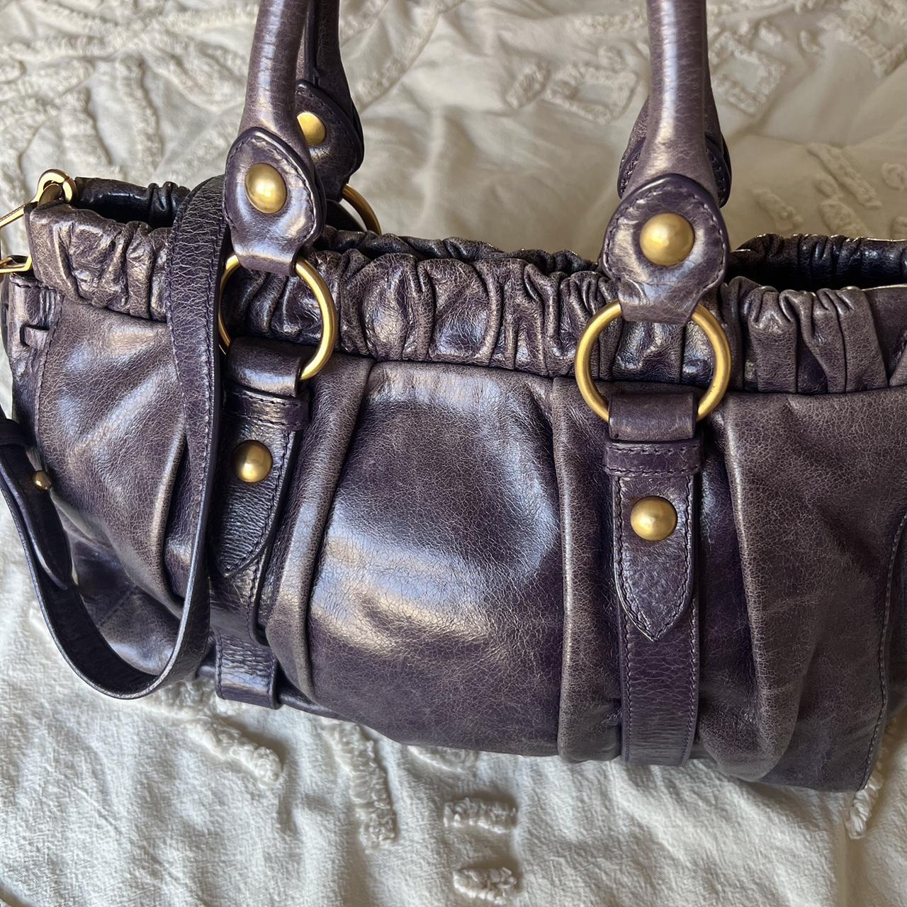 Authentic Miu Miu Vitello Bag – Purple with Gold Hardware