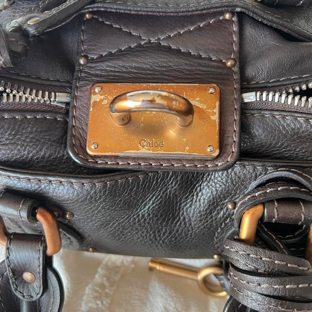 Authentic Mini Chloé Paddington Bag – Dark Brown with Gold/Bronze Hardware