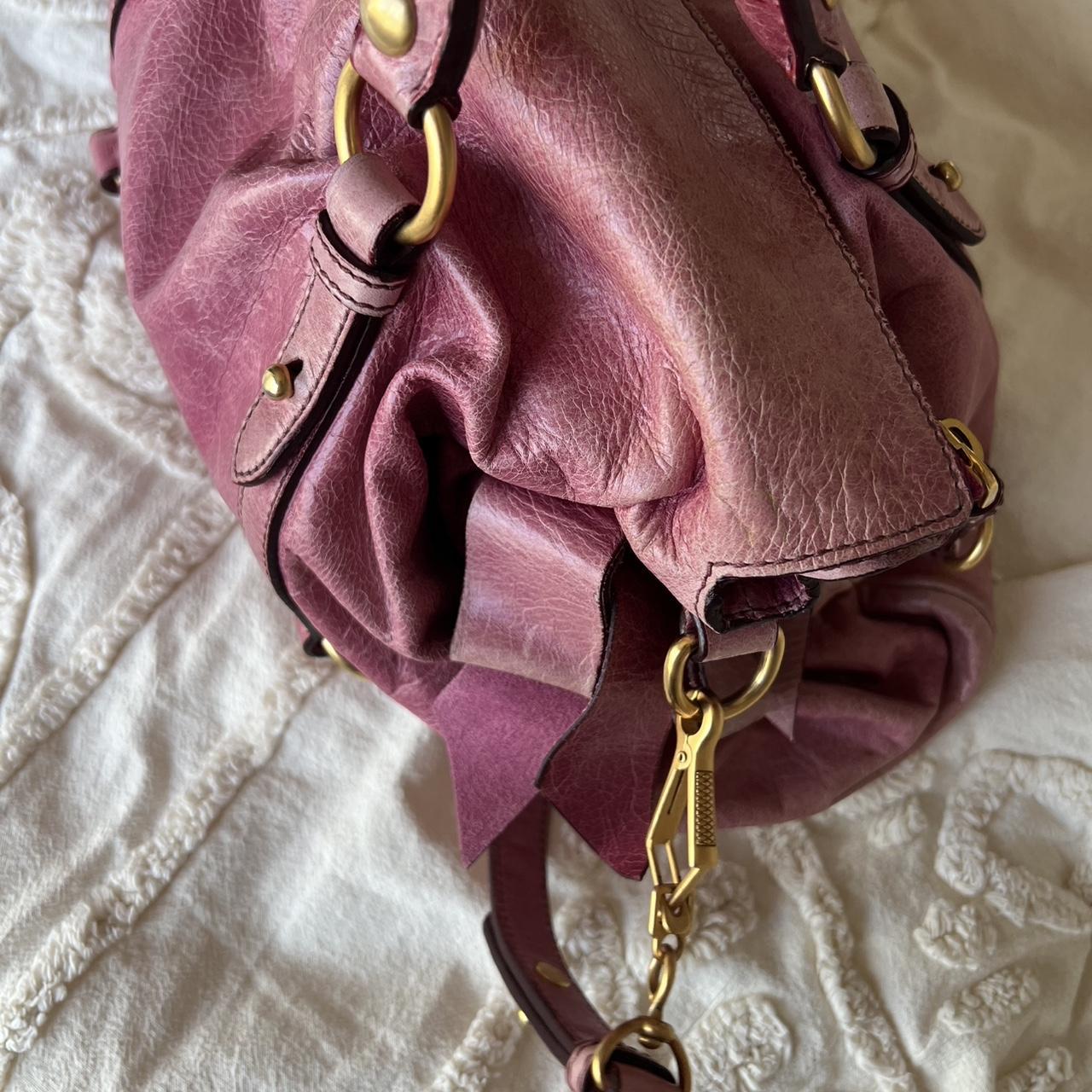 Authentic Pink Miu Miu Vitello Lux Bow Bag – Gold Hardware & Removable Strap