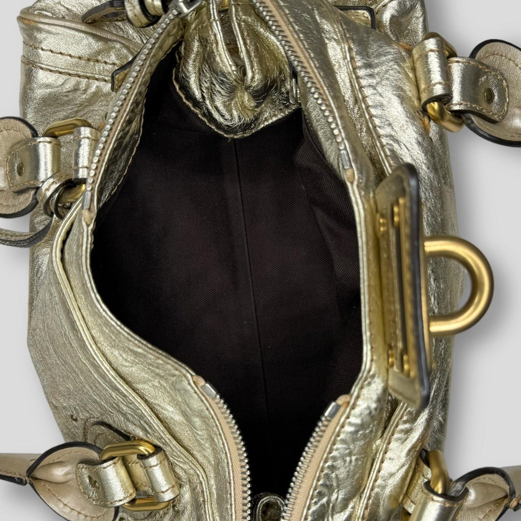 PreOwned CHLOÉ Paddington Bag  Metallic Light Gold Color