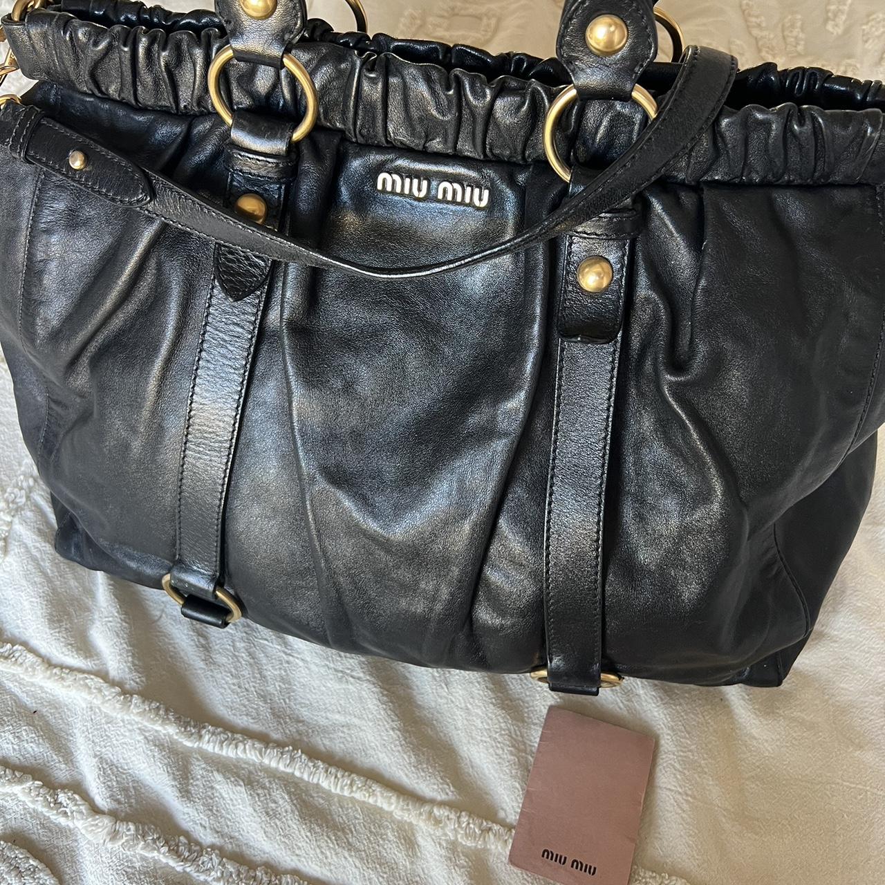 Stunning Authentic Miu Miu Vitello Bag – Gold Hardware & Removable Strap