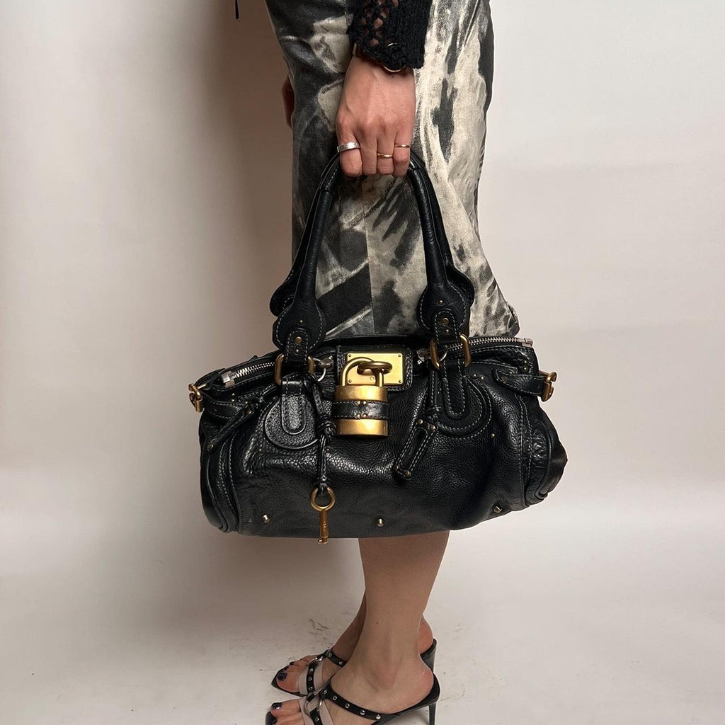 Authentic Vintage 90s Chloé Paddington Bag – Black Leather