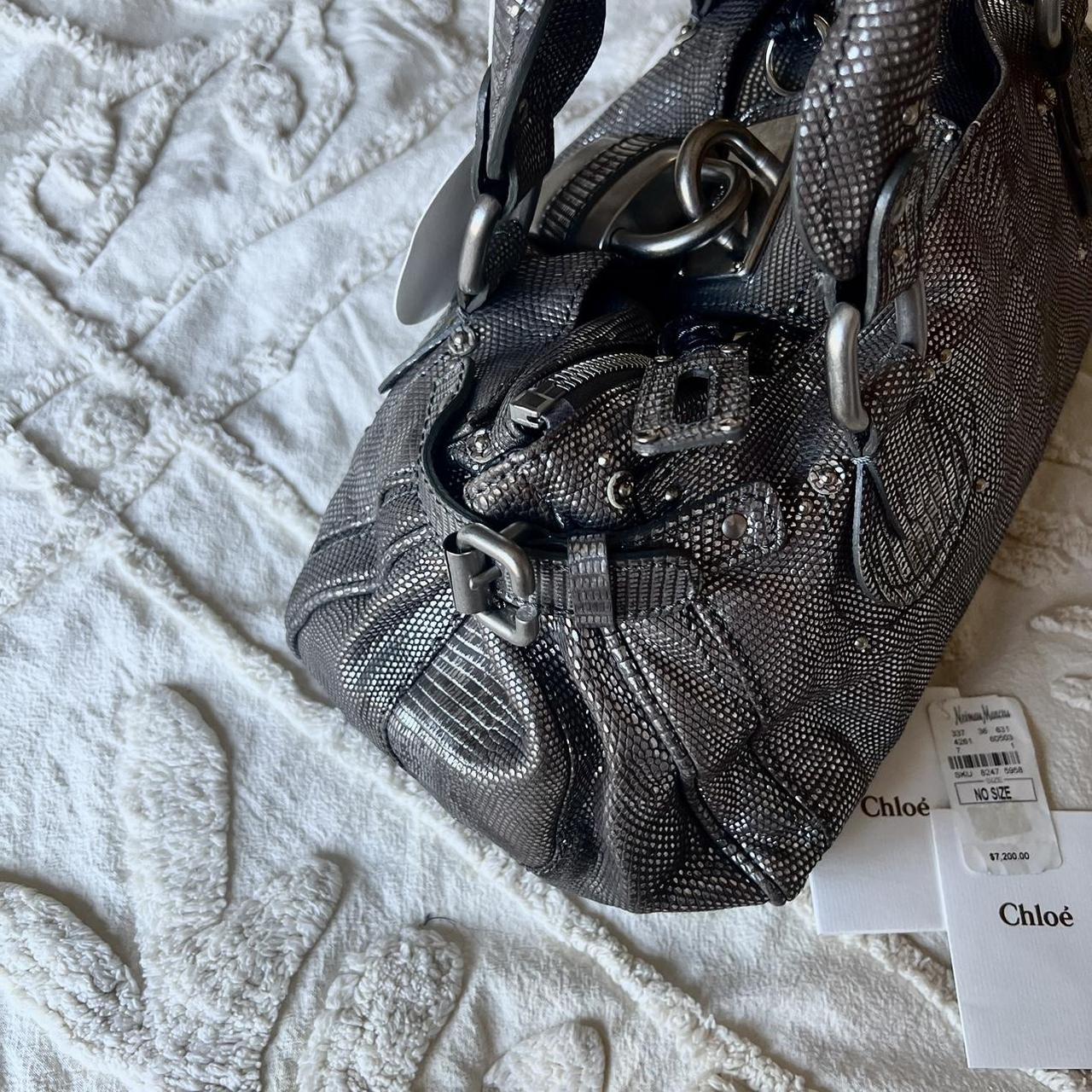 Very Rare Authentic Limited Edition Silver Lizard Chloé Paddington Bag – Silver Hardware