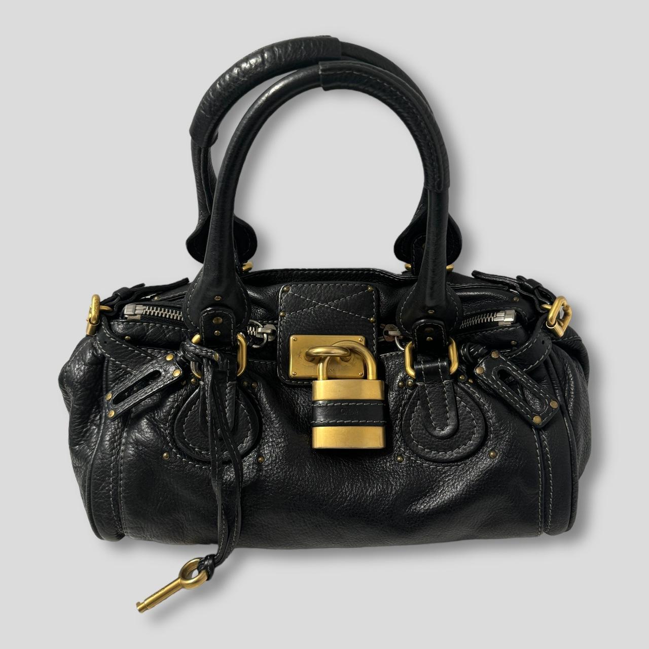 PreOwned CHLOÉ Paddington Bag  Black Leather With Gold Lock Hardware