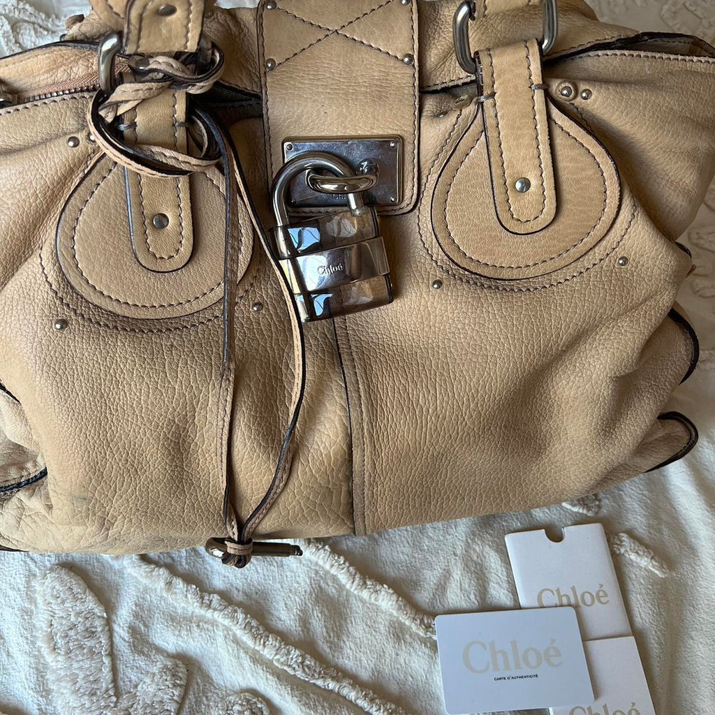 Authentic Tan Chloé Paddington Tote Bag – Silver Hardware