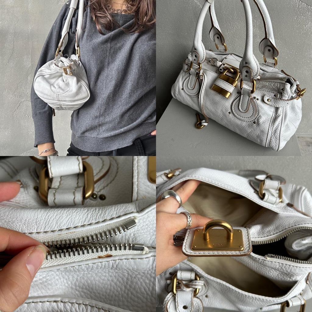 PreOwned Iconic Chloé Paddington Bag in white leather