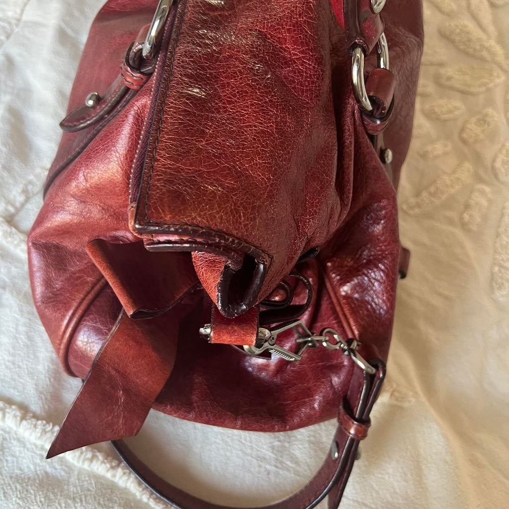 Authentic Burgundy Miu Miu Vitello Lux Bow Bag – Silver Hardware & Removable Strap
