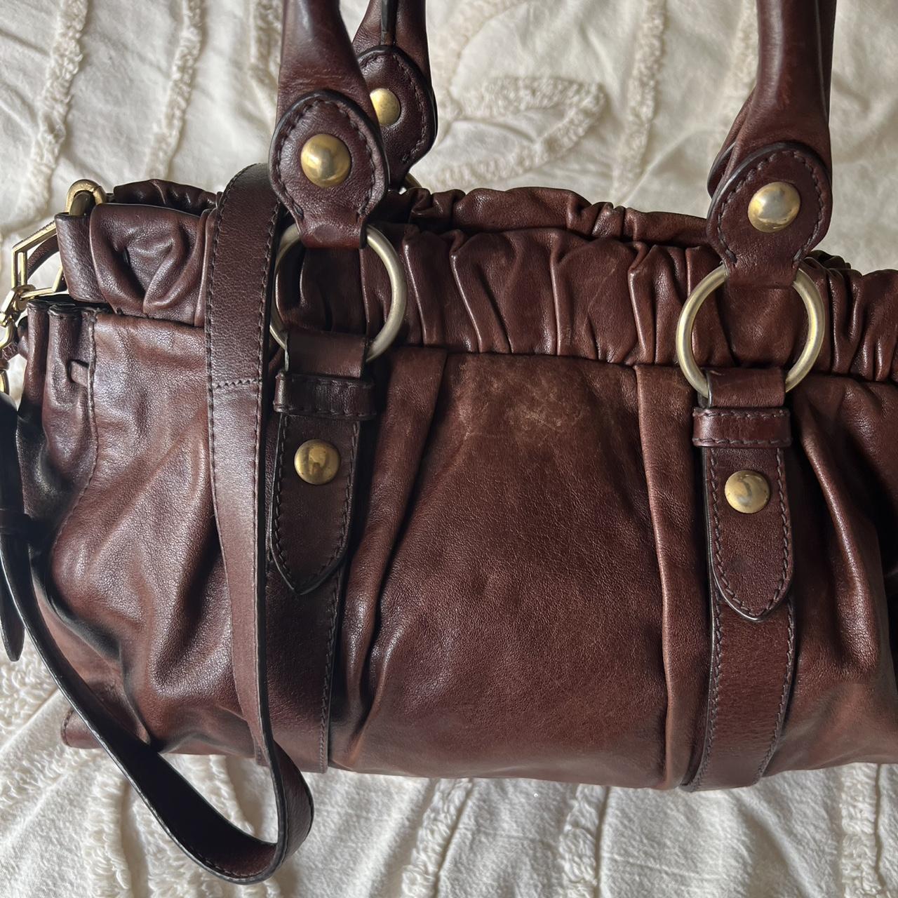 Authentic Miu Miu Vitello Bag – Dark Brown with Gold Hardware