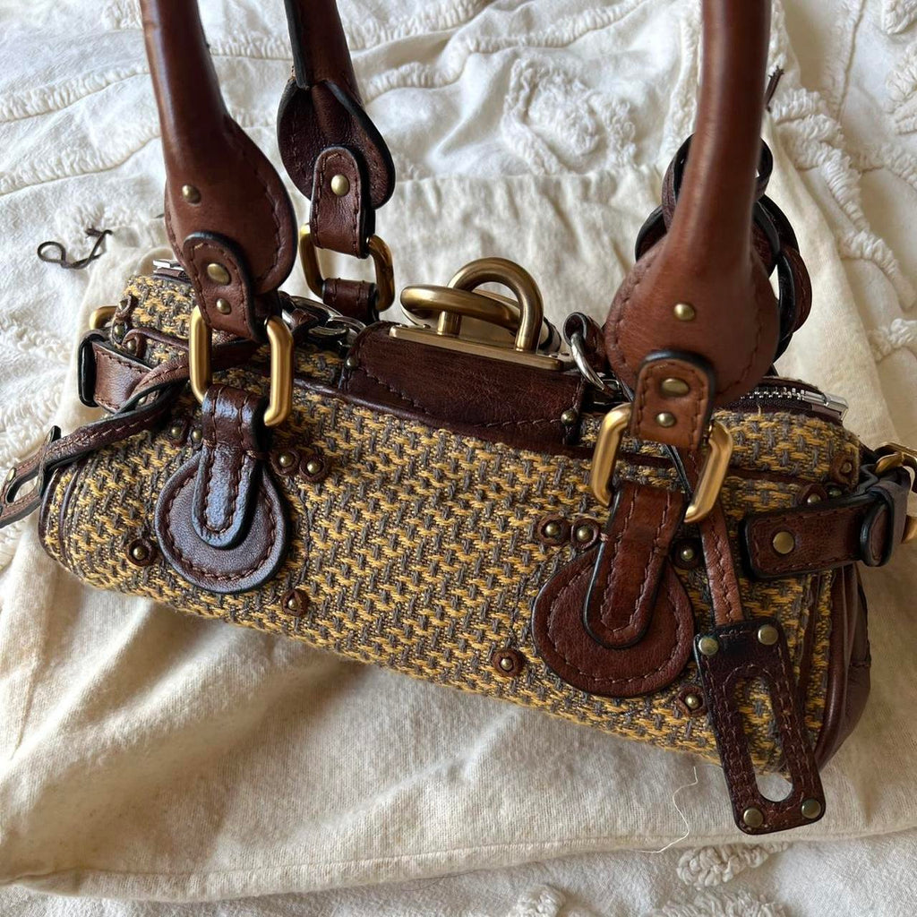 Authentic Rare Brown Tweed Mini Chloé Paddington Bag – Gold Hardware