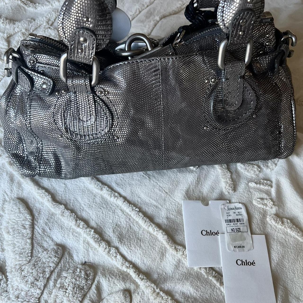 Very Rare Authentic Limited Edition Silver Lizard Chloé Paddington Bag – Silver Hardware