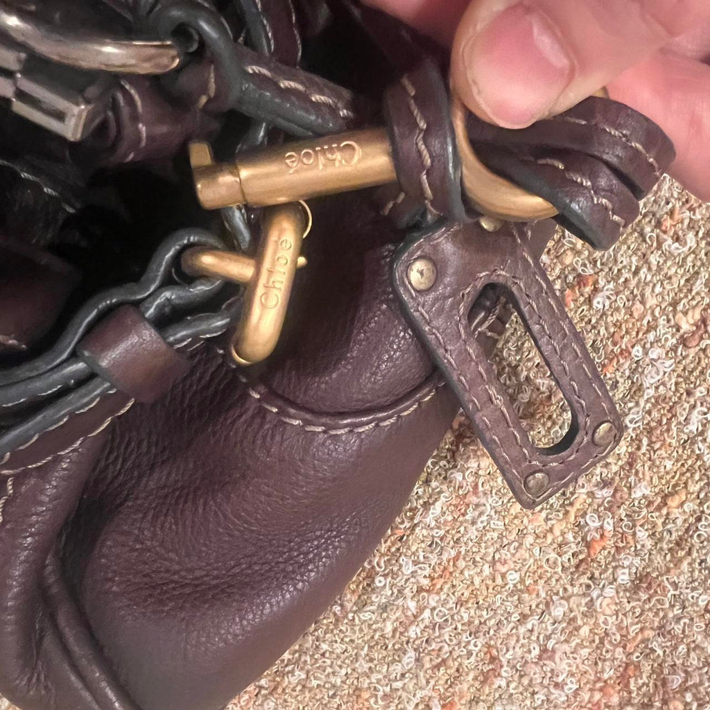 Authentic Vintage 90s Chloé Paddington Bag – Dark Reddish Brown Leather