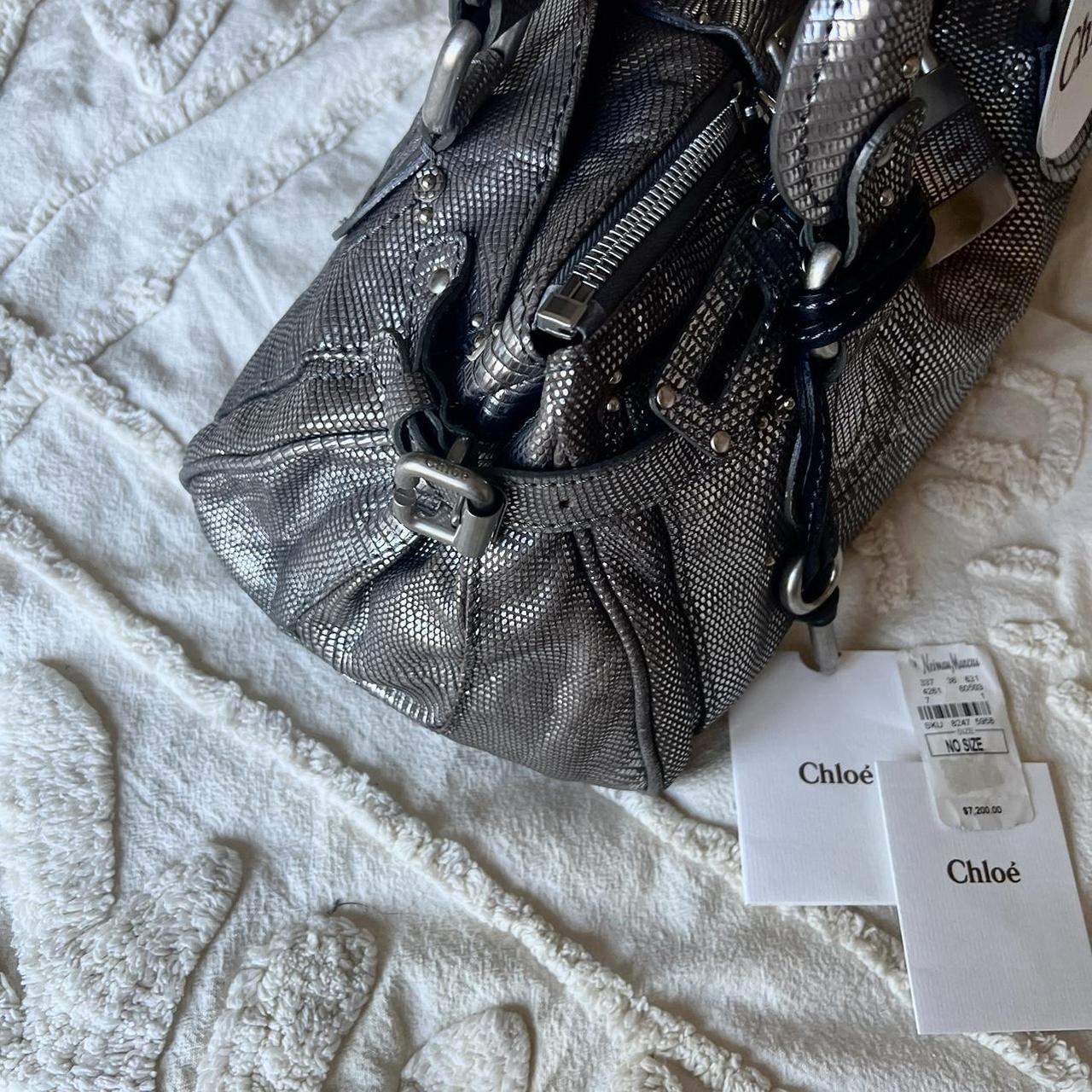 Very Rare Authentic Limited Edition Silver Lizard Chloé Paddington Bag – Silver Hardware