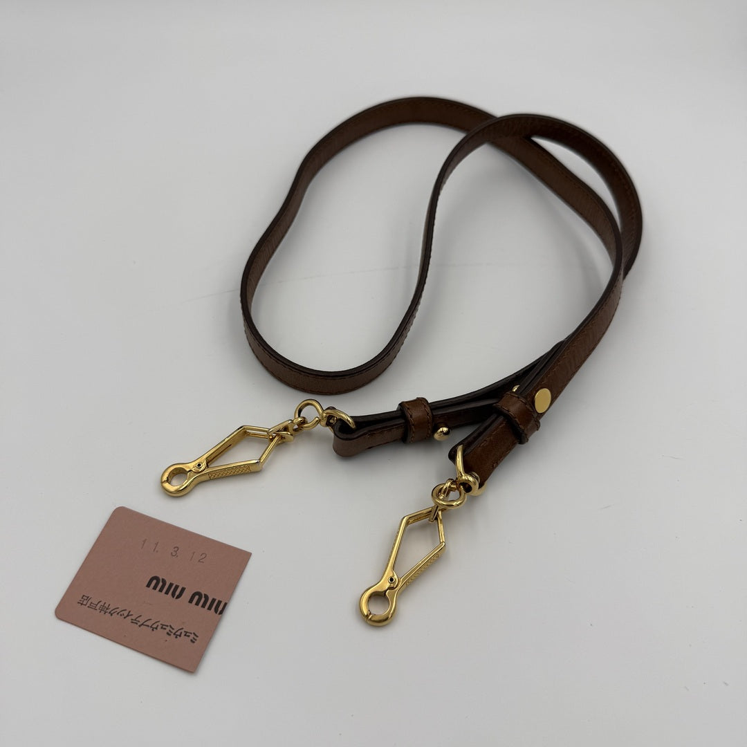 PreOwned Miu Miu Mini Vitello Lux Brown Leather Handbag