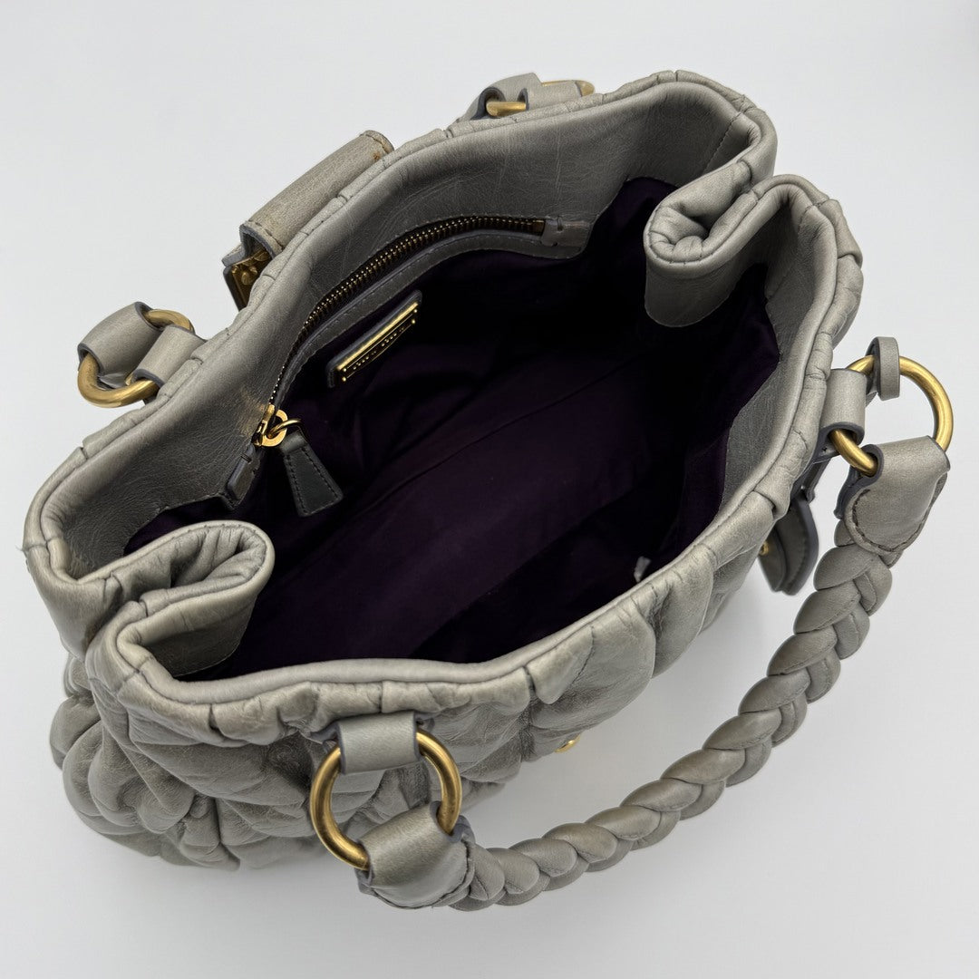 PreOwned Miu Miu Matelasse Grey Leather Handbag