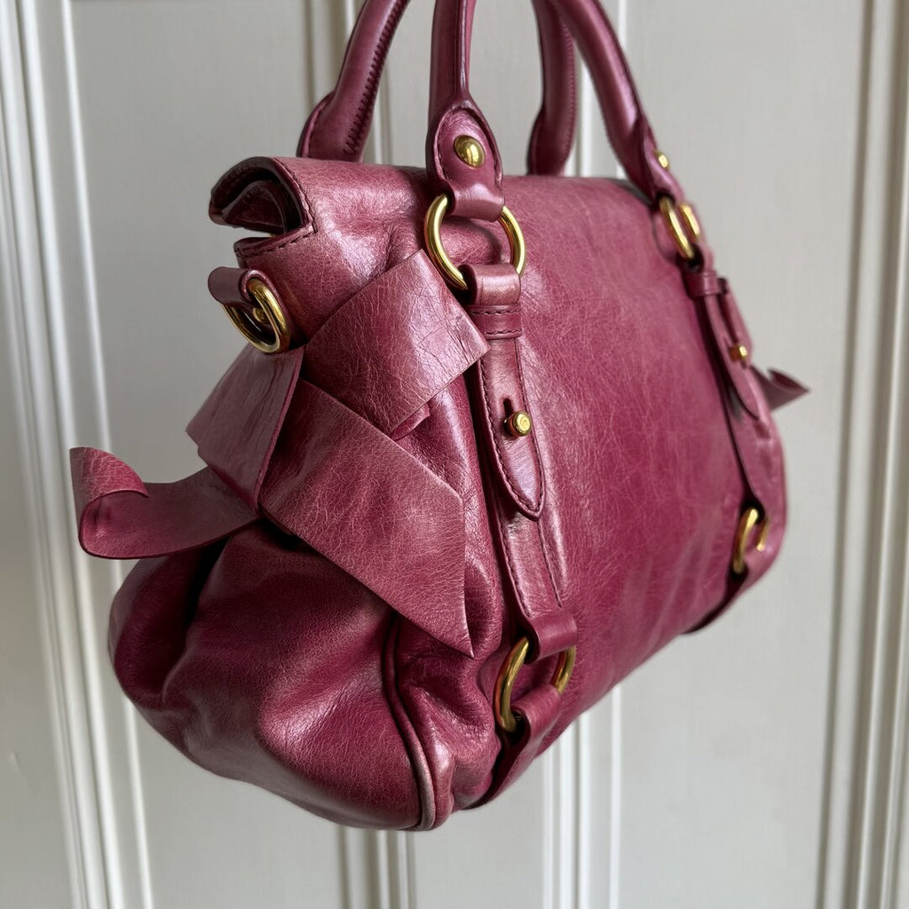 PreOwned Miu Miu Mini Vitello Lux Pink Leather Handbag