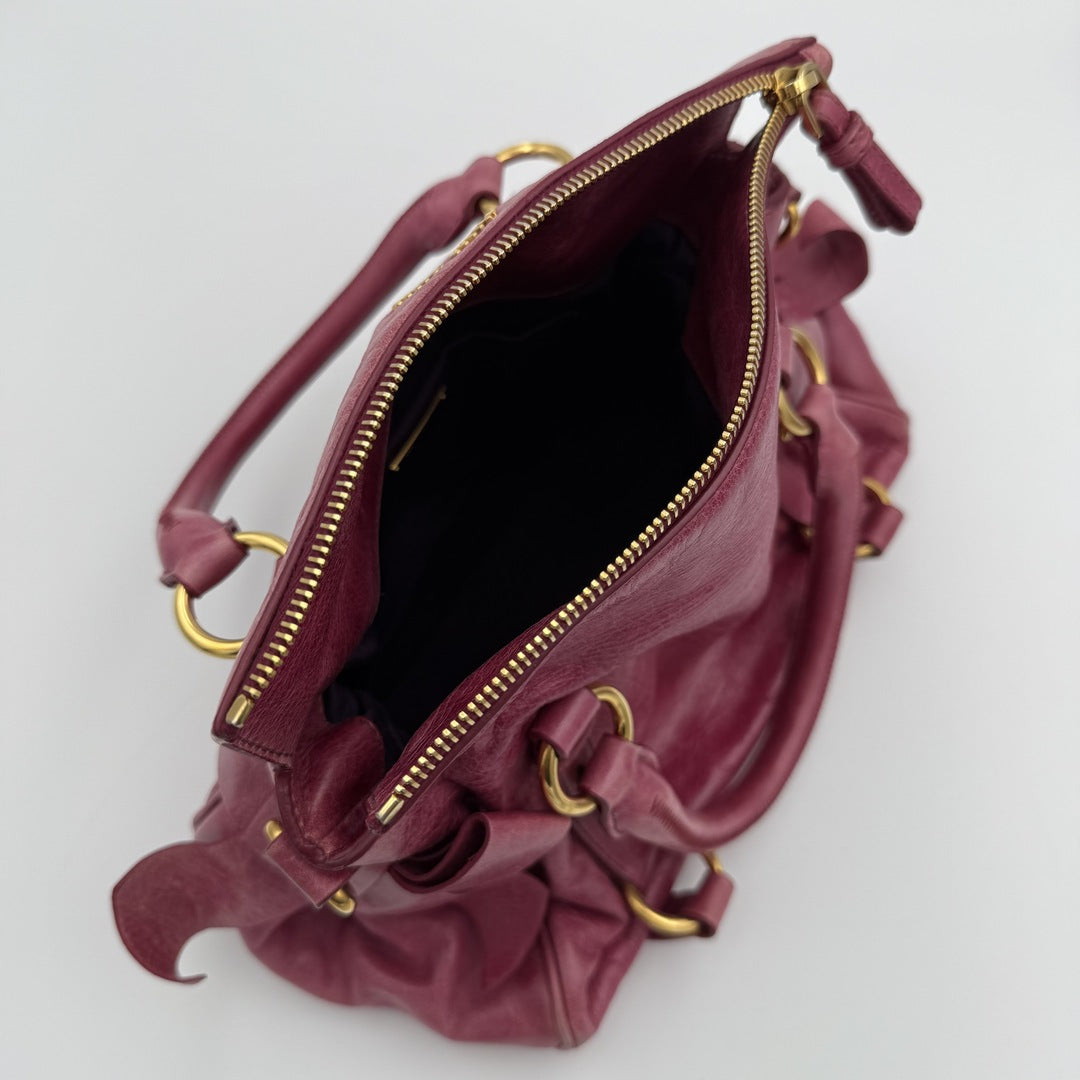 PreOwned Miu Miu Mini Vitello Lux Pink Leather Handbag