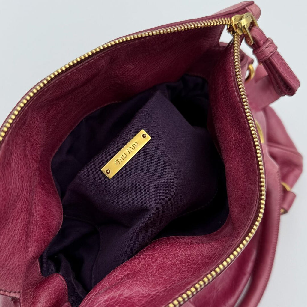 PreOwned Miu Miu Mini Vitello Lux Pink Leather Handbag