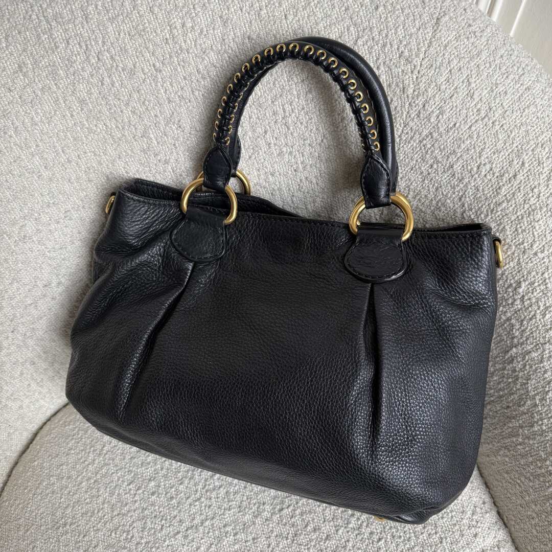 PreOwned Miu Miu Vitello Leather Black Shoulder Bag
