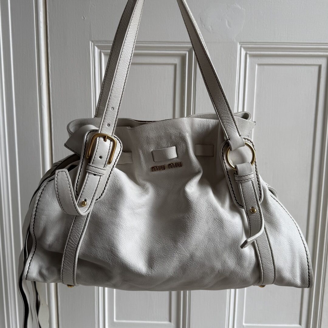 PreOwned Miu Miu Vitello Leather White Tote Bag