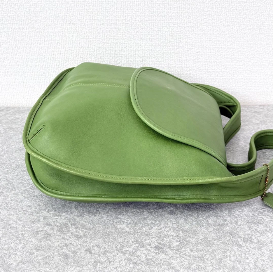 Rare Vintage Coach Ergo Flap Shopper – Leaf Green Glovetanned Leather – Grab & Shoulder Bag