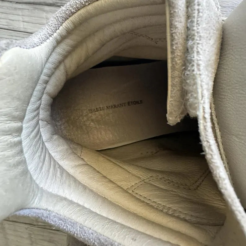 Authentic Isabel Marant Bekett Wedge Sneakers – Cream Suede Leather – Excellent Condition