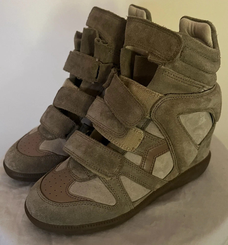 Isabel Marant BEKETT  Suede Hidden Wedge Sneakers Shoes