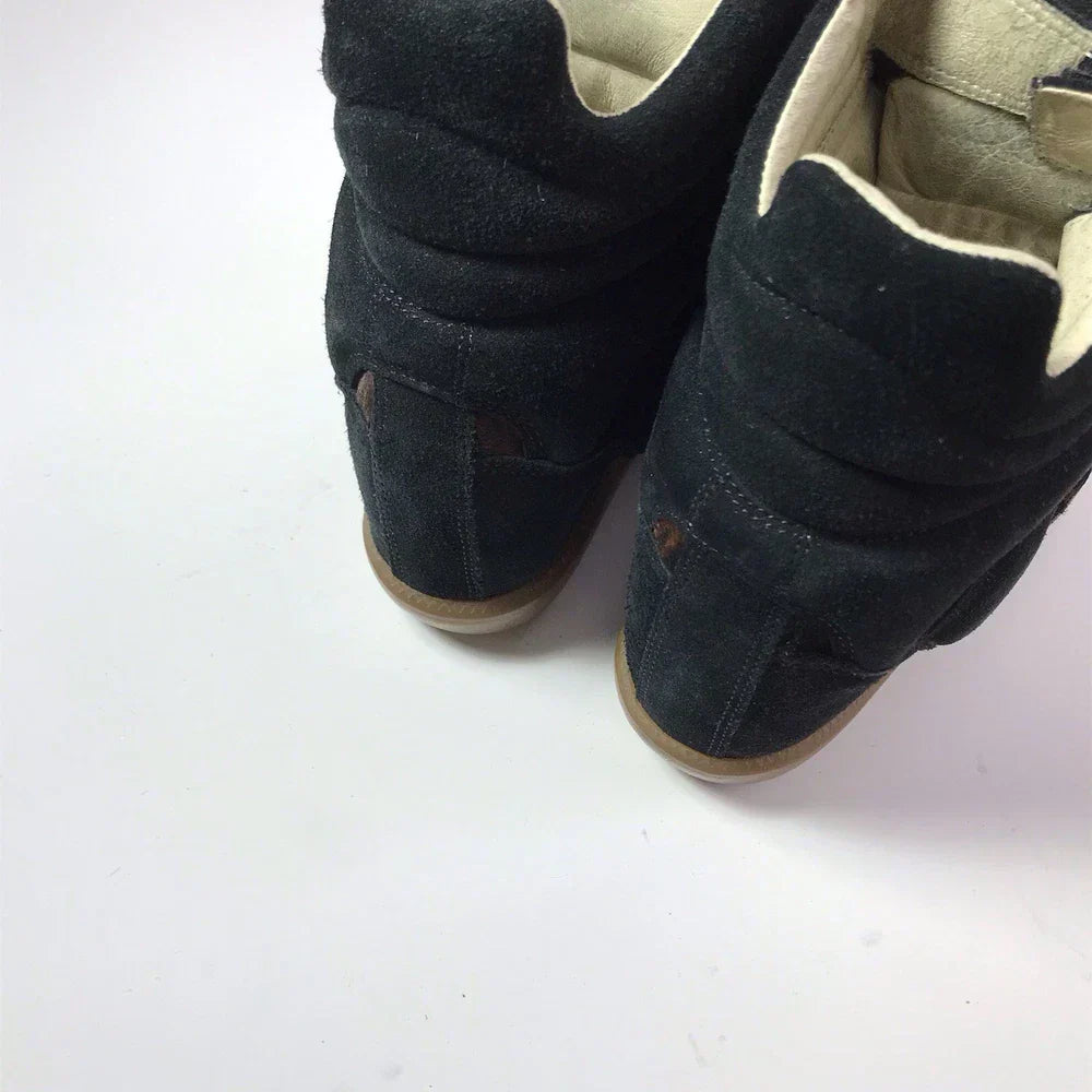 Isabel Marant Bekett Wedge Sneakers Pony Hair Brown Black Suede Leather